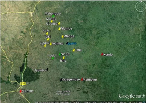 Figure 3-1  View from satellite of the study area where the villages are located  [20] 