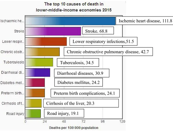 Figure 3. The top 10 causes of death in lower-middle-income economies 2015