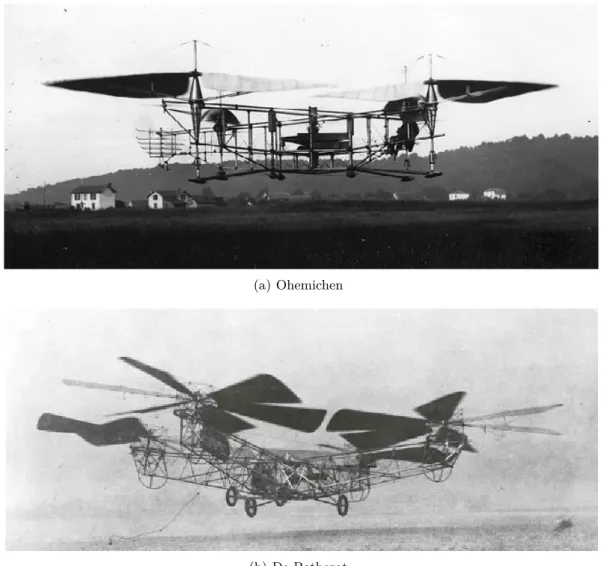 Figure 1: First prototypes of manned quadrotors.