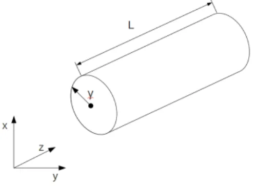 Figura 3.1: Geometria cilindrica e sistema di riferimento