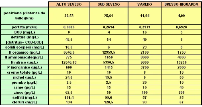 Tabella 4.3 Depuratori 