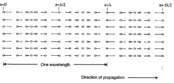 Figure 1.11: Particle displacement for a propagating ultrasound wave.