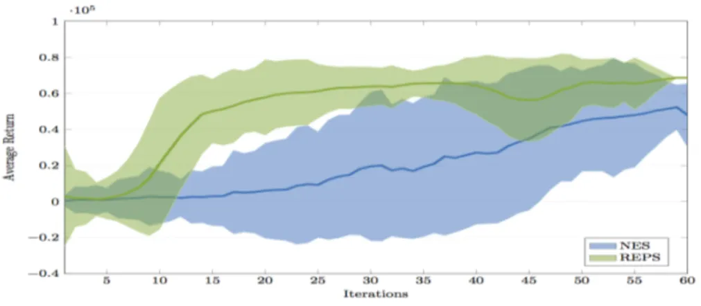 Figura 6.1: Grafico gradiente algoritmi NES e REPS