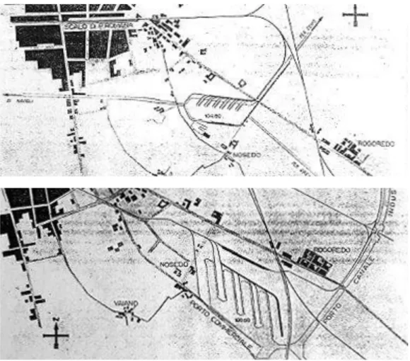 Fig. 8 _ Progetto per il porto di Milano a Nosedo (1907) Fig. 9 _ Progetto per il porto di Milano a Nosedo (1917)