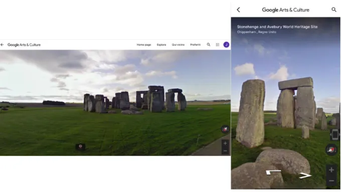 Figure 10 - The archaeological site of Stonehenge seen by Google Arts &amp; Culture (Web and App) 