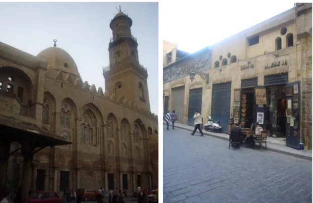 Fig.  12 Complex of Al-Mansour Qalawun and Some Shops that remained from its Original  Waqf on the Other Side of the Street  