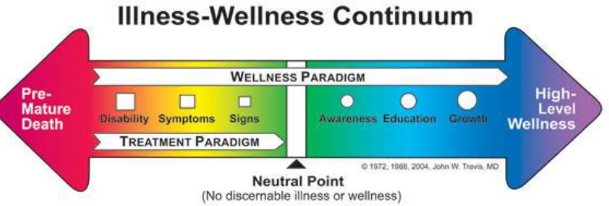 Figura 1: Continuum malattia-benessere, John W.Travis, MD 1972, 1988, 2004 