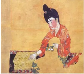 Fig. 12  “Woman playing Wei qi”, painting on silk, Astana graves,  Xinjiang