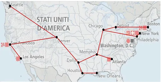 Figure 1.1: A Spanning Tree to connect some American cities.