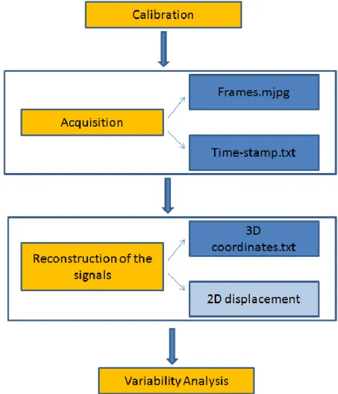 Figure  21  -  Workflow  of  the  software  elaborations  of  the  new  system.  The  blu-colored  documents are elaborated through the command prompt, the light blue-colored is executed  with Matlab 2013b