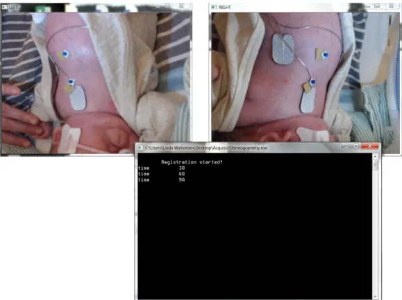 Figure  23  -  Screenshot  of  the  registration  process;  every  30  sec  (900  frames  for  each  camera) the time is printed on screen