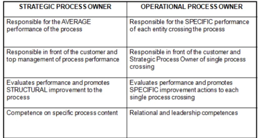 Fig. 2.4 Comparison between strategic process owner and operational process  owner 