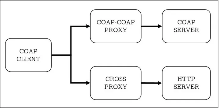 Figure 2.4: Use of proxies in CoAP.