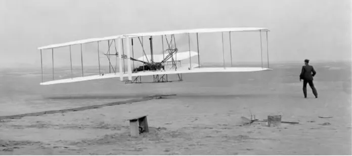 Figure 3: Wright brother’s aircraft design used compliant wing warping to ensure a sustained flight for humans
