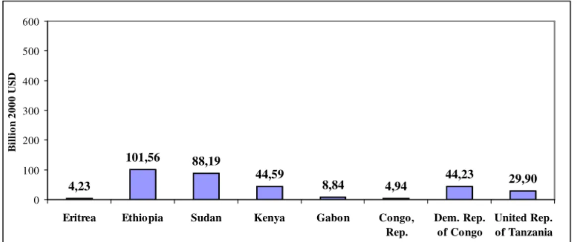Figura 2.9. GDP(PPP) Africa Centro e Orientale. Dati 2008. Fonte: Key World Energy  Statistics IEA