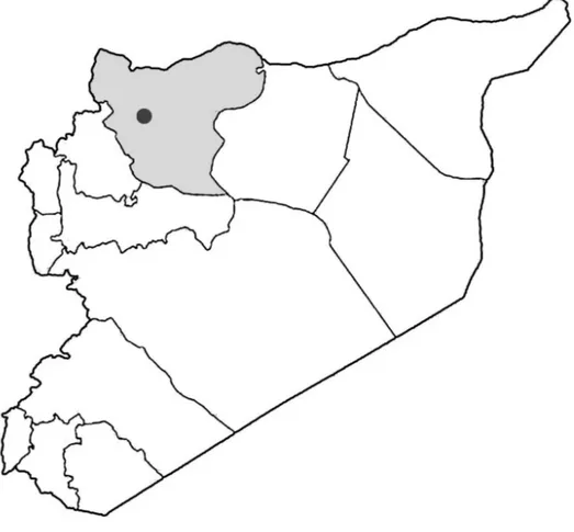 Fig 2: Syria map with Aleppo governorate colored grey.