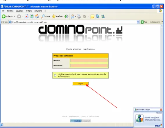 Figura 2.2 - Pagina di “Login” per l’accesso al Forum di Dominopoint.it 