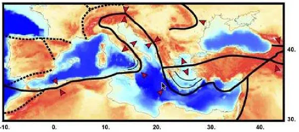 Figura 1.1: zone sismogenetiche nel bacino mediterraneo (fonte: INGV). 