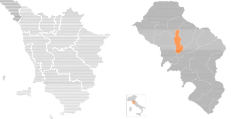 Figura  3.1:  posizione  del  Comune  di  Villafranca  in  Lunigiana  all’interno  della  Provincia  di  Massa-Carrara