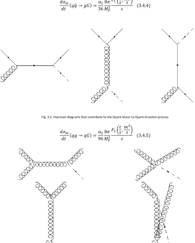 Fig. 3.3. Feynman diagrams that contribute to the Gluon Gluon to Gluon Graviton process 