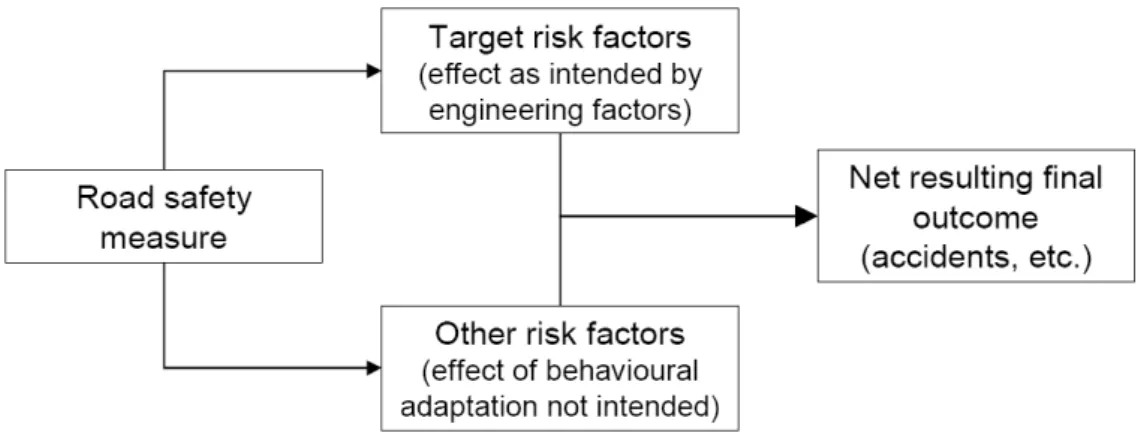 Figura 8: Adattamento comportamentale:conseguenza finale risultante per la sicurezza   (ripreso da Elvik &amp; Vaa).