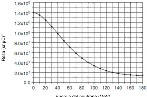 Fig 4. Spettro neutronico della reazione  9 Be(d,n) 10 B ad un angolo di 0° 