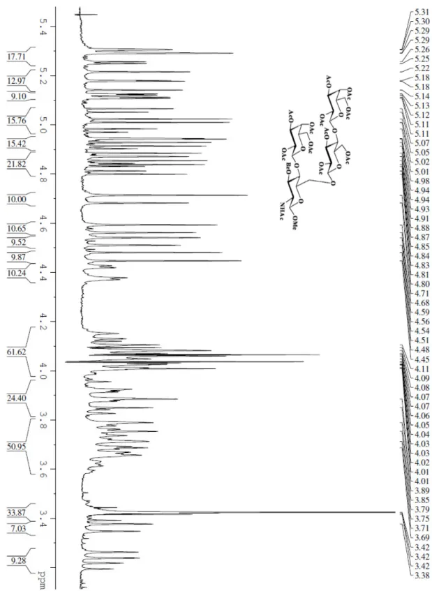 Figura 17. Spettro  1 H NMR (intervallo 3.1-5.5 ppm) del tetrasaccaride 39 