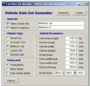 Figure 4-5 – Vehicle Data Set Generator 
