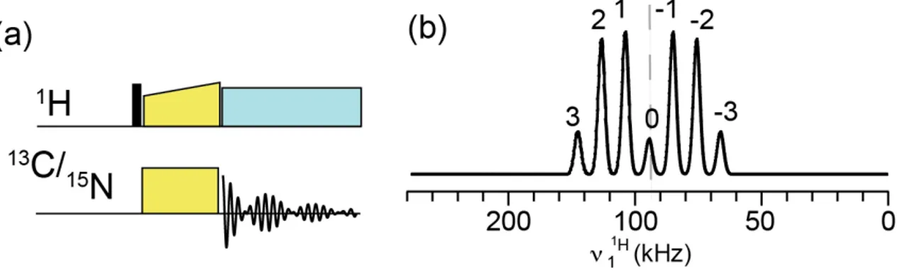 Fig. 19. Pulse sequence elements for CP and schematic Hartmann-Hahn matching profiles.