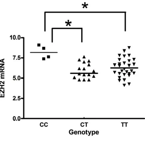 Figure 3.7. EZH2 mRNA levels in resected CRC patients 