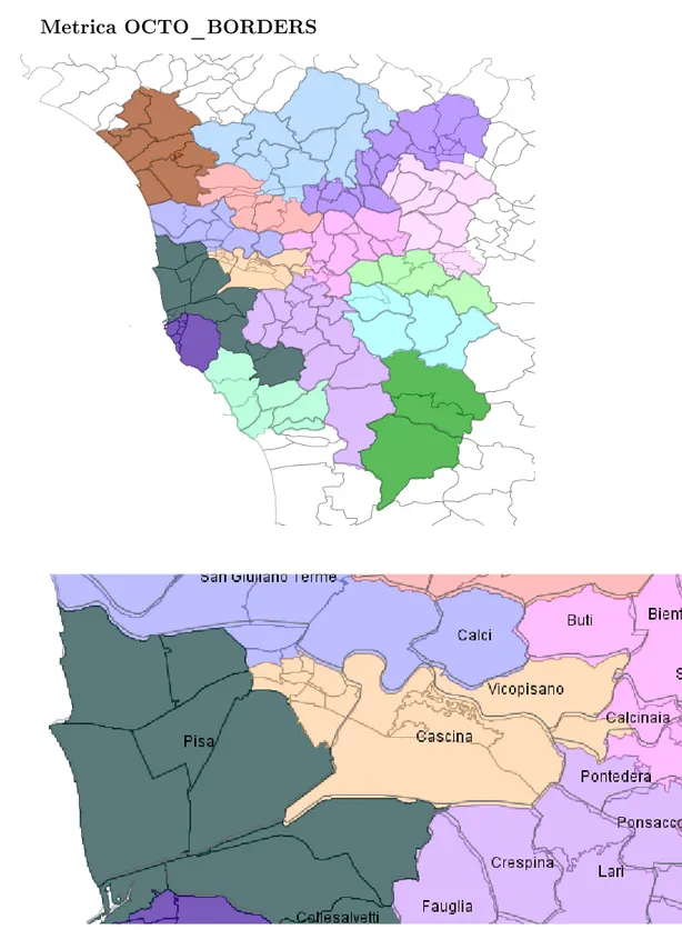 Figura 1.9: Conni ottenuti con il Clustering Gerarchico utilizzando celle ALEPH e metrica d OCT O _ BORDERS (A, B)