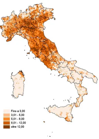 Fig. 3.1 – Distribuzione territoriale degli stranieri residenti in Italia al 1°gennaio 2010 