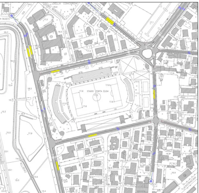 Figura 48 - Modello di simulazione Stato Attuale rete stradale Stadio “Porta Elisa” 