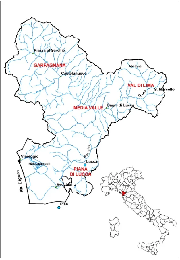 Figura 4.1.1 - Inquadramento del bacino del fiume Serchio