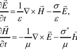 Figure 4.1.  A Unit cell of a staggered grid with depicted locations of the unknowns E x , E y , E z  and H x ,  H y , H z 