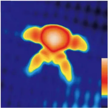 Figure 1.7: Spatially resolved differential conductance ( dV dI ) measurements. 40 ˚ A 2 topo- topo-graph of the unoccupied states (+1.55 V; 0-4 ˚ A) revealing the anisotropic shape of the Mn acceptor