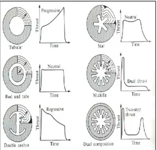 Figure 2. 8: Possible configurations of programmed thrust control during the propulsive mission