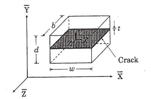 Figura 5: Volume solido elementare contenente una fessura 