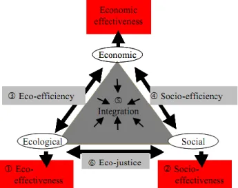 Figure 5: Sustainability Triangle (source Schaltegger S,  Bennett M, Burritt R. 2006 p.8) 