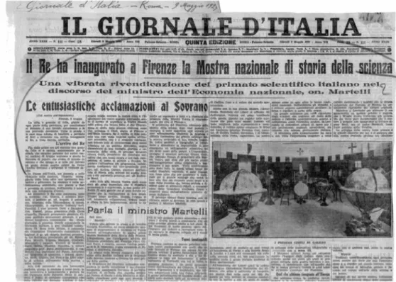 Fig. 5 - Prima pagina de &#34;il Giornale d'Italia&#34;, 9 maggio 1929. 