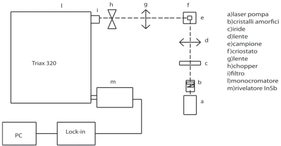 Figura 4.5: Schema dell’apparato sperimentale per la misura di fluorescenza.