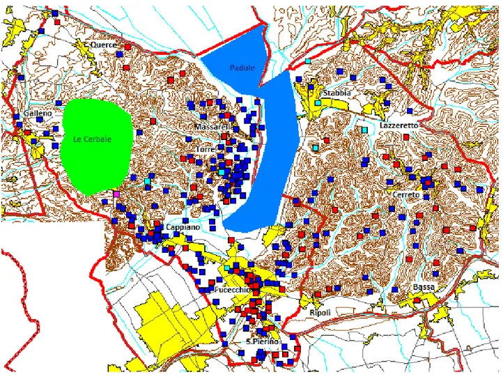 Figura 66 Le zone del Padule e delle Cerbaie.