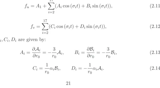 Table 2.1: The 11 frequencies appearing in the perturbing potential D.