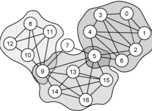 Figure 2.14: The overlapping community structure detected by a clique-percolation approach.