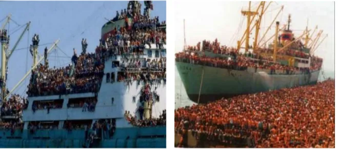 Figura 2.1: 1991 - Porto di Bari, migliaia di profughi albanesi arrivano in Italia.