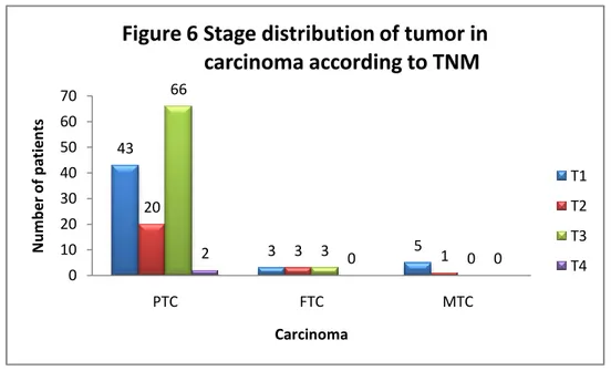 Figure 6 Stage distribution of tumor in    carcinoma according to TNM 