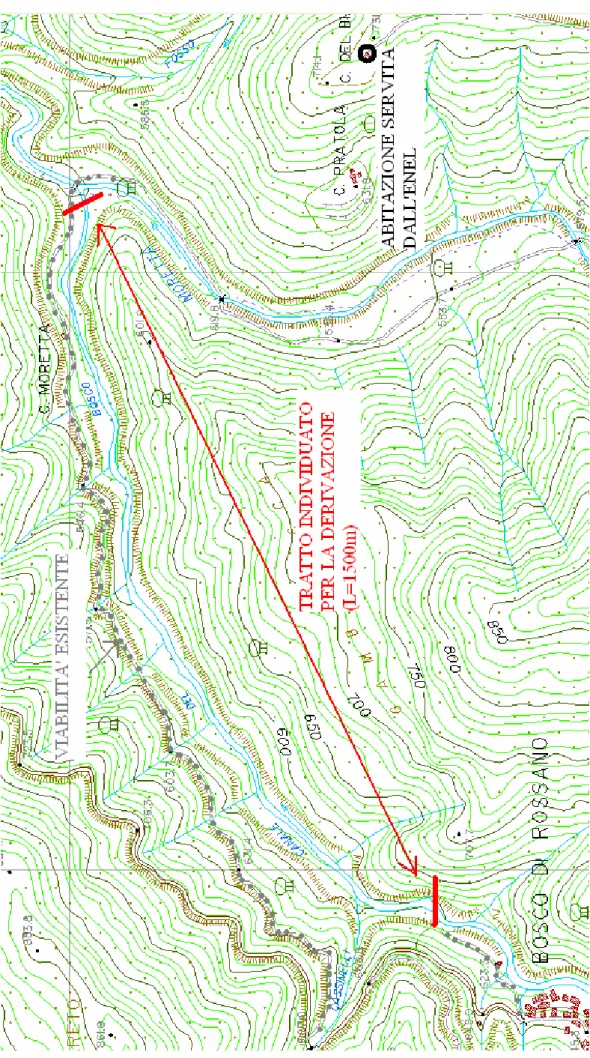 Figura 3.2.2.2 –Potenziale sito sul Canale del Bosco (estratto CTR 1:10000) 