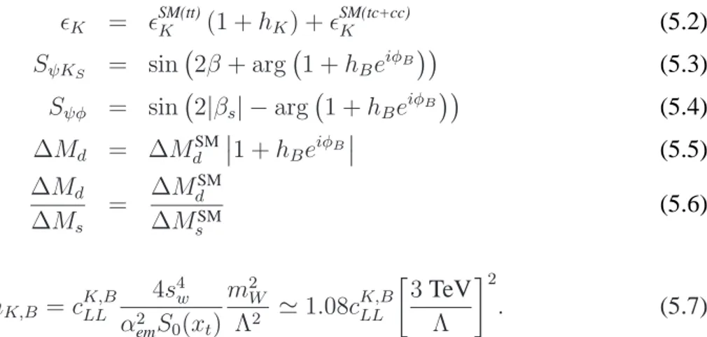Tabella 5.1: Parametri input per il fit dei termini ∆F = 2 [14].
