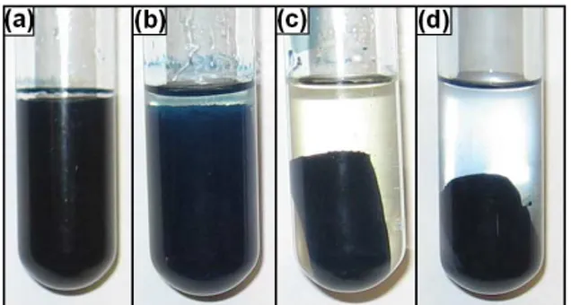 Fig. 1.7 WO 3  gel monoliths synthesized according  to  our  non-hydrolytic  method  from  mixtures  of  WCl 6  with 1-butanol/tert-butanol solutions [20]
