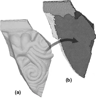 Figure 2.10: Image taken from [15] representing an example of fragment segmentation in facets.